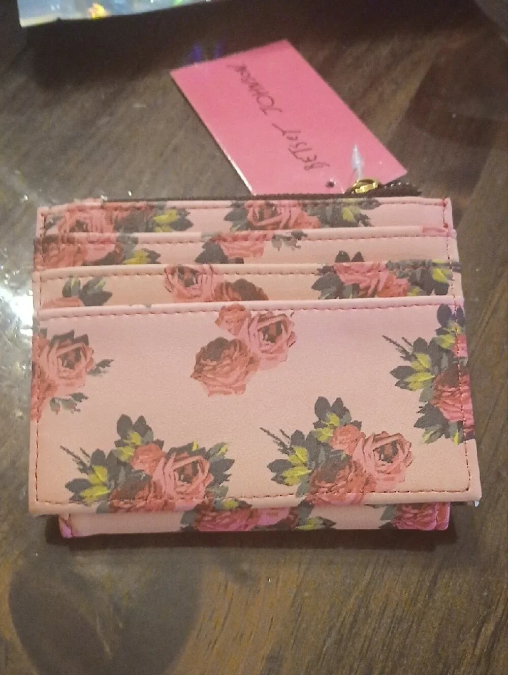 Betsey Johnson Floral Pink Women's Wallet with Gold Turn-Lock